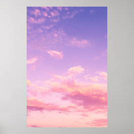 Póster Cielo rosa morado y azul cielo nublado de verano