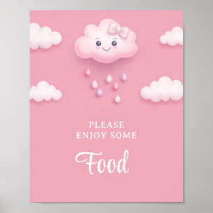 Póster Cielo rosa suave nube blanca y fluida nueve alimen
