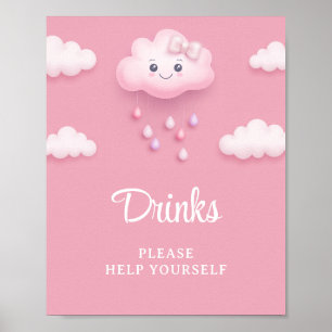 Póster Cielo rosa suave nube blanca y fluida nueve bebes 