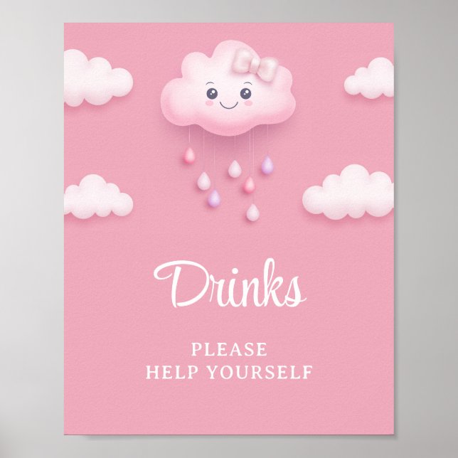 Póster Cielo rosa suave nube blanca y fluida nueve bebes  (Frente)