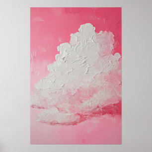Póster Cielo rosa y nubes blancas