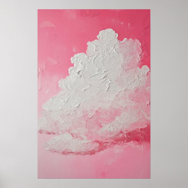 Póster Cielo rosa y nubes blancas (Frente)