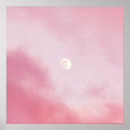 Póster Cielo rosado y luna estéticos