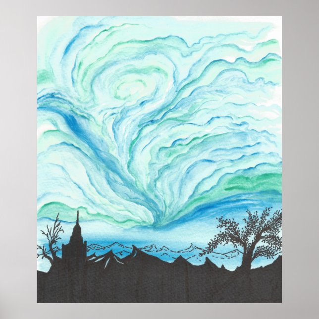 Póster Cielo verde azul (Frente)