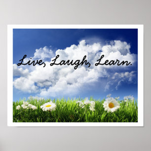 Póster cielo y flores, Live, Laugh, Learn.