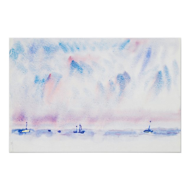 Póster Cielo y Mar de Bermudas con Barcos de Charles Demu (Anverso)