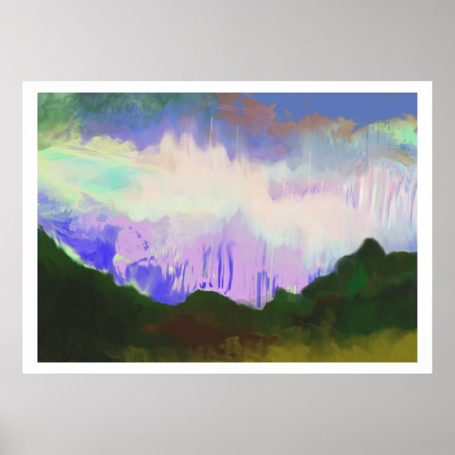 Póster Cielo y montaña de Lilac (Frente)