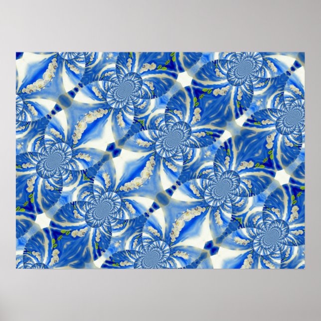 Póster Cielos azules y orquídeas blancas románticos (Frente)