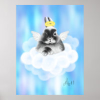 Cielos bendecidos: conejo gris y blanco en la nube