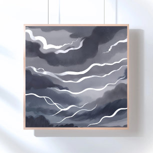Póster Cielos tormentosos   Acuarela oscura