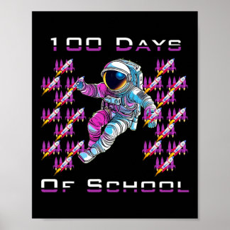 Póster Cien días de astronautas escolares y carrera espac