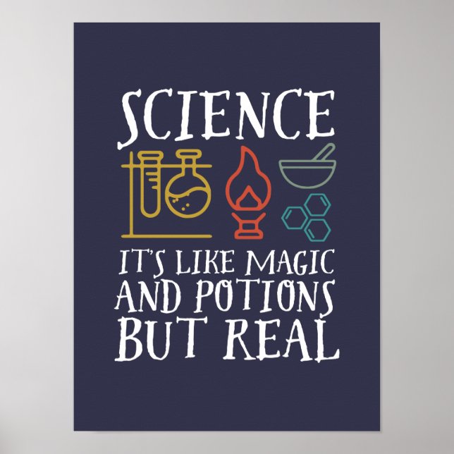 Póster Ciencia como magia y poción Geek Nerd Scientist (Frente)