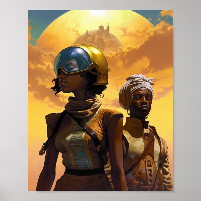 Póster Ciencia ficción afrofuturista de los exploradores  (Frente)