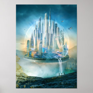 Póster Ciencia ficción, ciudad domestica