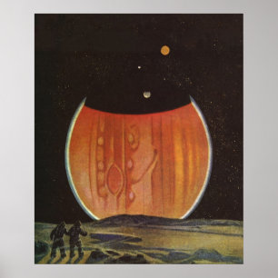 Póster Ciencia Ficción Vintage, Astronautas en Ganímedes