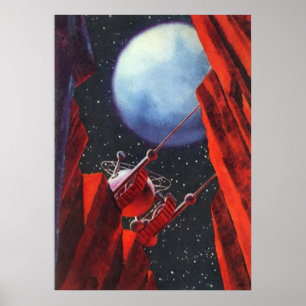 Póster Ciencia ficción vintage, rover espacial de cañón l