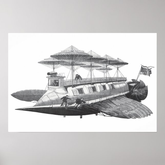 Póster Ciencia Ficción Vintage Steampunk Eclipse de Dirig (Frente)