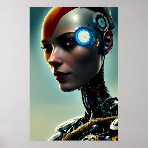 Póster Ciencia futurista ficción Cyborg Lady Wall Art