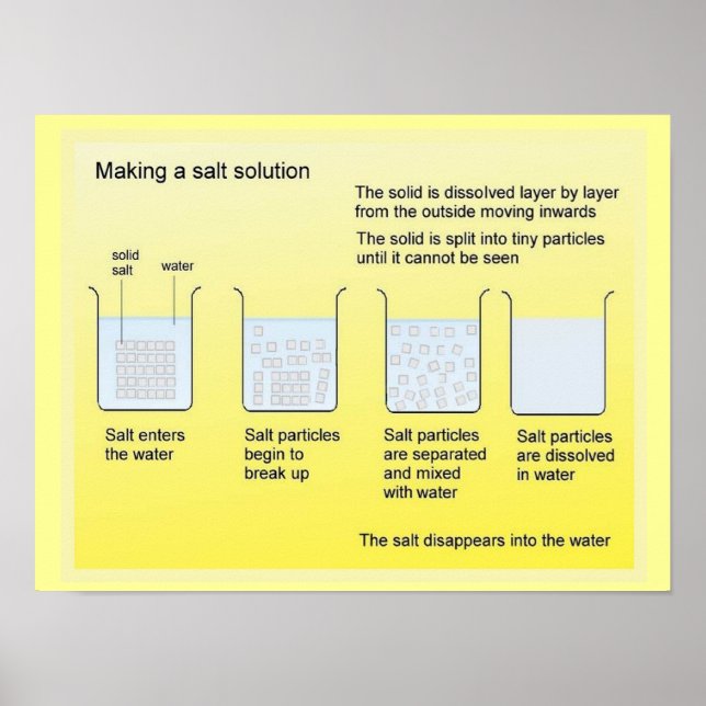 Póster Ciencia, química, hacer una solución salina (Frente)