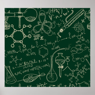 Póster Ciencia, química, patrón de laboratorio vintage