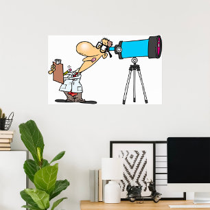 Póster Científico con telescopio Humor científico astronó