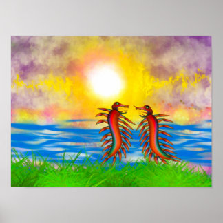 Póster Cientopiés peleando en la playa