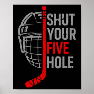 Póster Cierra tus cinco agarra divertidos tees de hockey