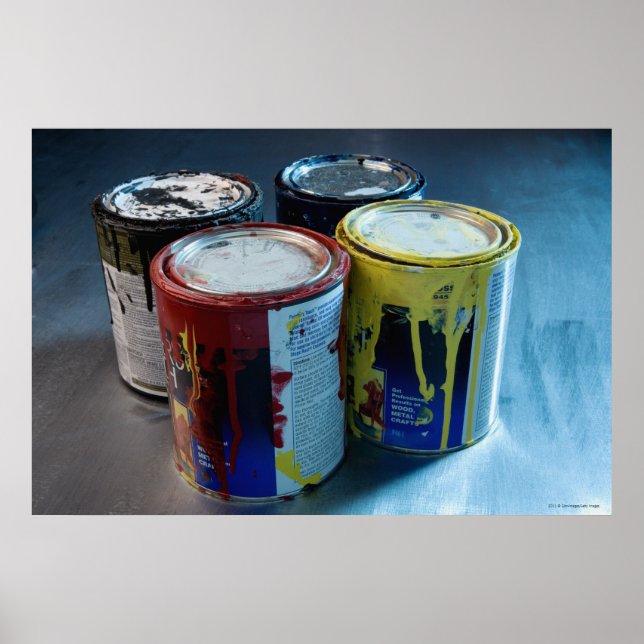 Póster Cierre de cuatro latas de pintura (Frente)