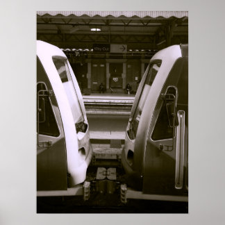 Póster Cierre de dos trenes en la plataforma de estacione