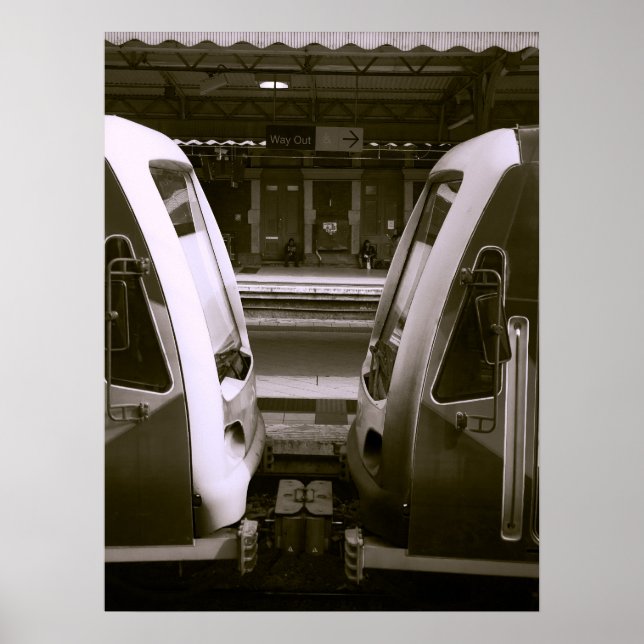 Póster Cierre de dos trenes en la plataforma de estacione (Frente)