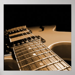 Póster Cierre de guitarra eléctrica - Naranja picante