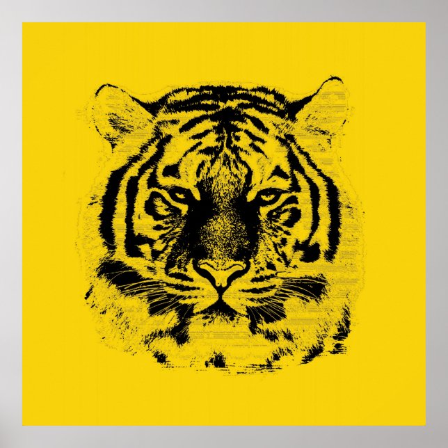 Póster Cierre de la cara del tigre (negro y amarillo) (Frente)