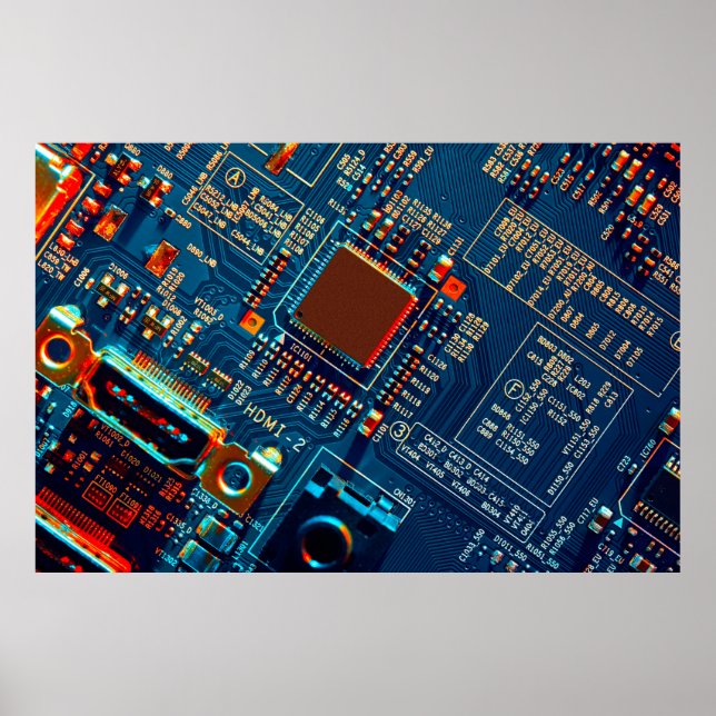 Póster Cierre de la tarjeta de circuito electrónico. elec (Frente)