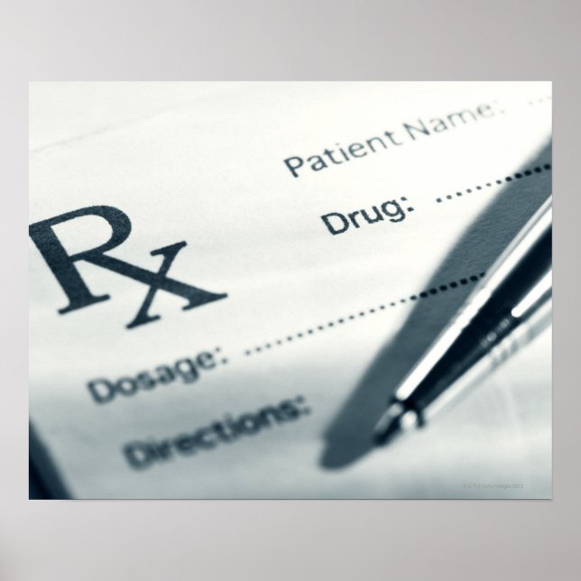 Póster Cierre de la toallita y la pluma de prescripción (Frente)