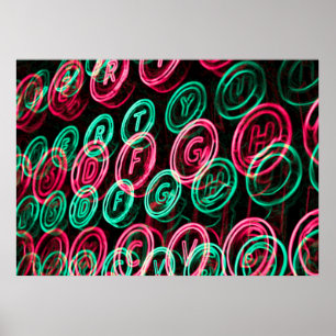 Póster Cierre de las teclas de máquina de escribir neón