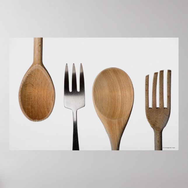 Póster Cierre de un tenedor con una cuchara de madera (Frente)