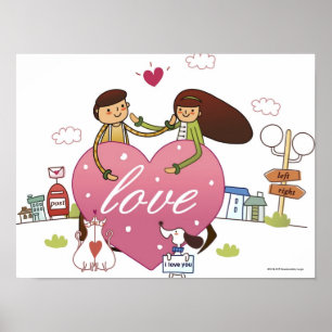 Póster Cierre de una pareja con forma de corazón