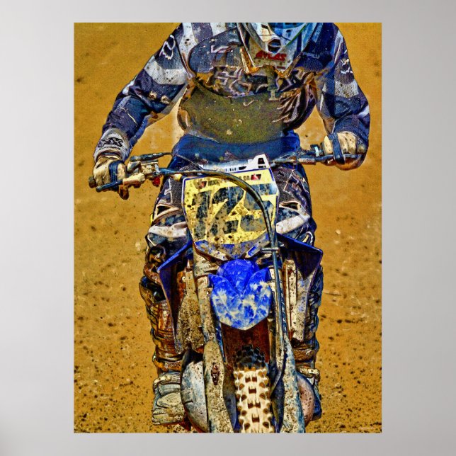 Póster Cierre del Campeón de Carreras Motocross Dirt-Bike (Frente)