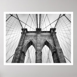 Póster Cierre del puente de Brooklyn Blanco y Negro