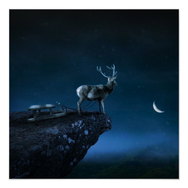 Póster ciervo a la luz de la luna (Anverso)