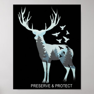 Póster Ciervo - Animal Forestal Natural - Preservar & Pro