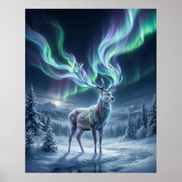 Póster Ciervo Aurora Luces del Norte