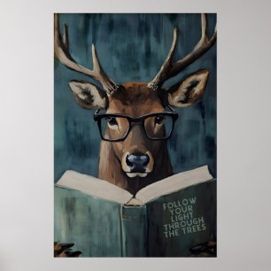 Póster Ciervo Caprichoso Leyendo Libro de Motivación – Di