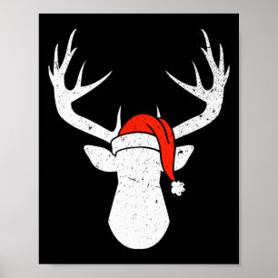 Póster Ciervo Con Gorro De Santa Pijama De Navidad Regalo
