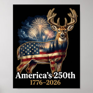 Póster Ciervo de bandera 250 años 1776-2026 Patriótico EE