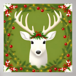 Póster Ciervo de Navidad adorable 