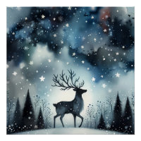 Ciervos Noche Invernal Estrellada