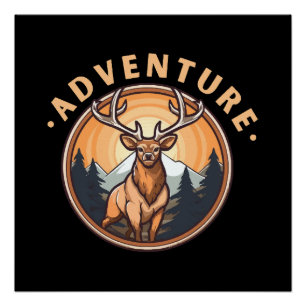 Póster Ciervos - Salvajismo - Camping - Aventura