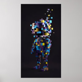 Póster Cifras abstractas de píxeles geométricos amarillo