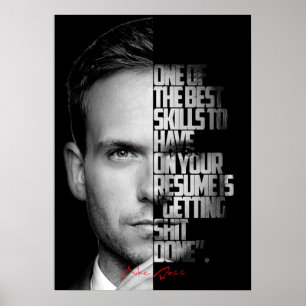 Póster Cifras de Mike Ross en blanco y negro